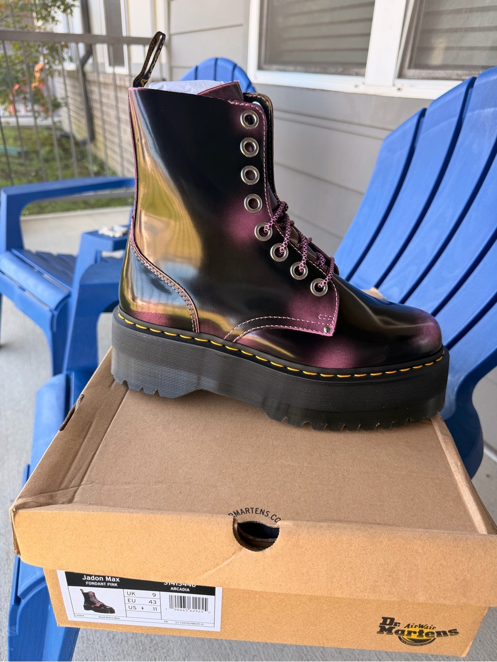 Dr. Martens Iridescent Purple Lace-Up Platform Boot